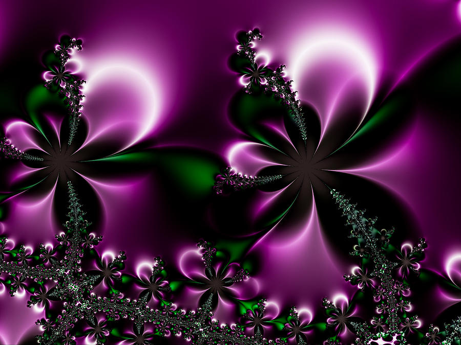 Abstract Digital Art - Purple flowers by Luma Studio designs