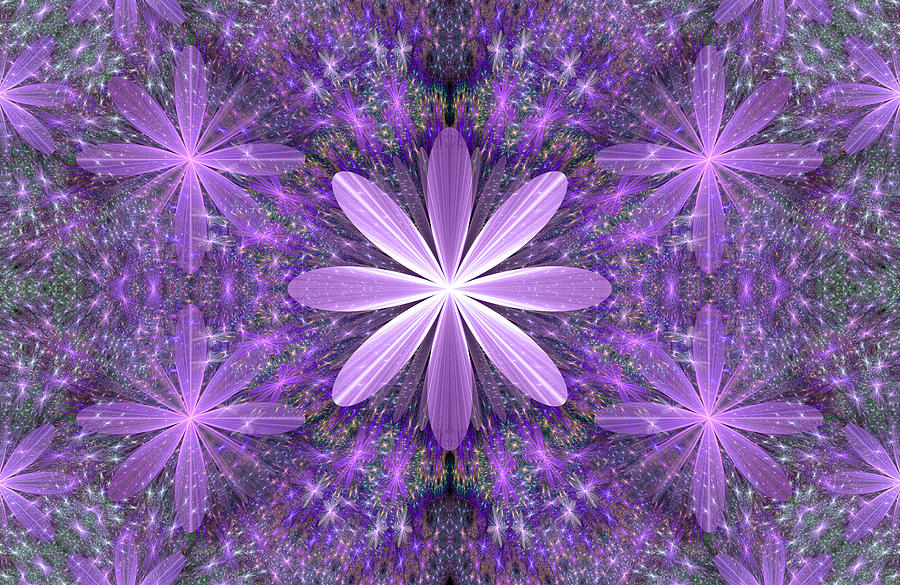 Purple Flowers Digital Art by Sandy Keeton