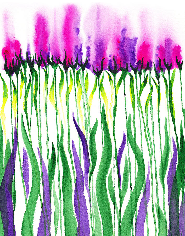 Abstract Painting - Purple Flowers Watercolor  by Irina Sztukowski
