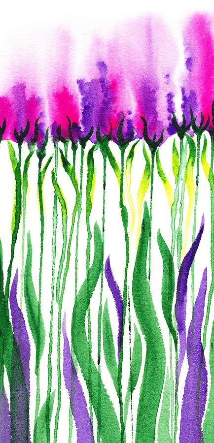 Watercolor Purple Flowers Painting by Irina Sztukowski