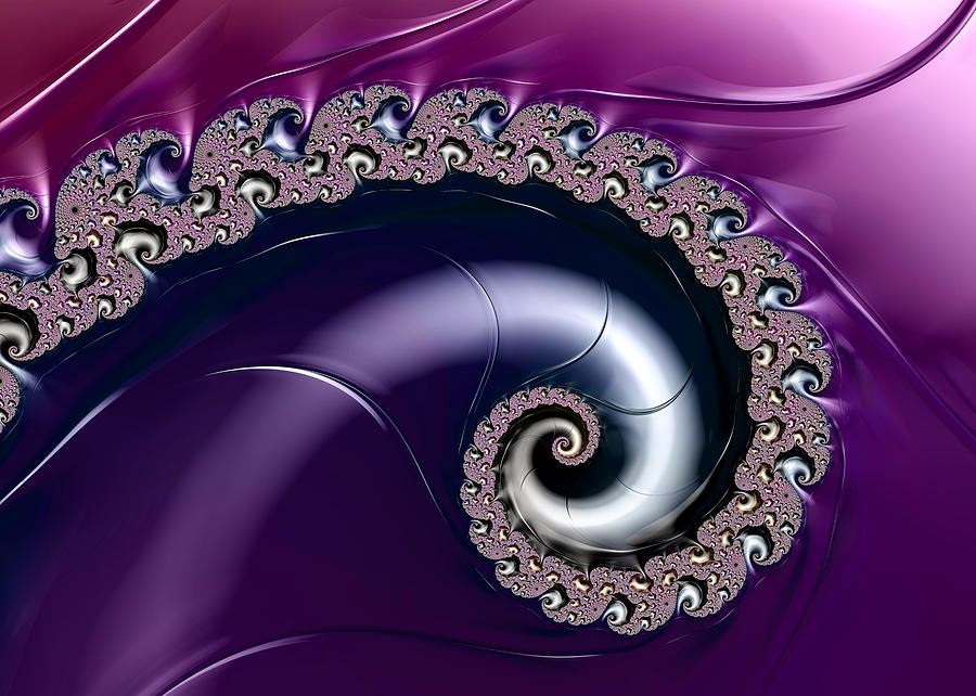 Abstract Digital Art - Purple fractal spiral for home or office decor by Matthias Hauser