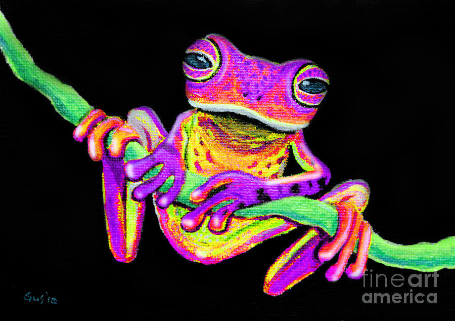 Purple frog on a vine Painting by Nick Gustafson