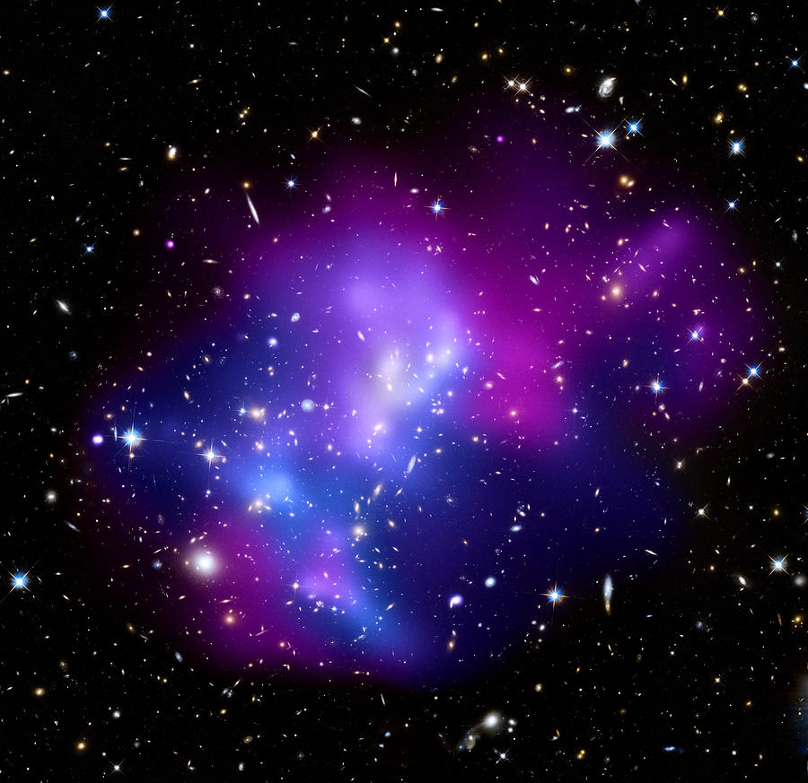 Purple Galaxy Cluster Macs J0717 Photograph by Astronomy Gift Shop