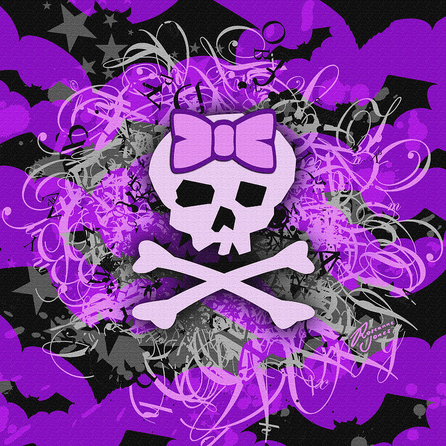 Purple Girly Bat Skull Digital Art by Roseanne Jones