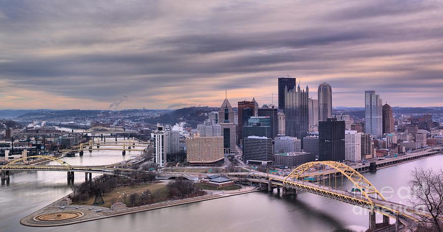 Pittsburgh Skyline Photograph - Purple Glow Over Pittsburgh by Adam Jewell