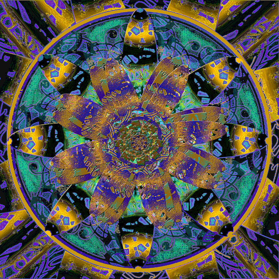 Spider Digital Art - Purple Gold Dream Catcher Mandala by Michele Avanti