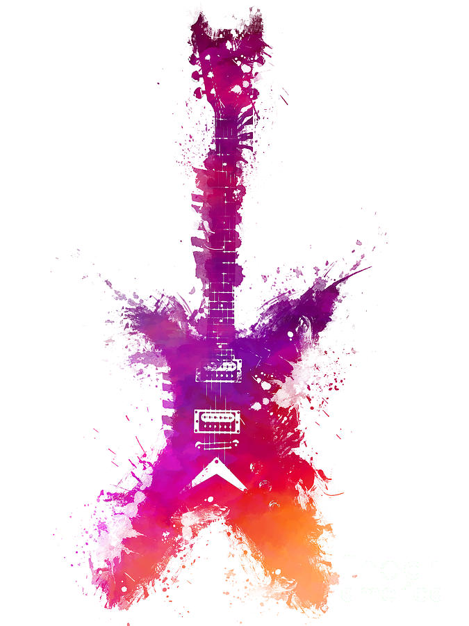 Guitar Digital Art - Purple Guitar Musical Instrument by Justyna Jaszke JBJart Guitar Digital Art - Purple Guitar Musical Instrument by Justyna Jaszke JBJart