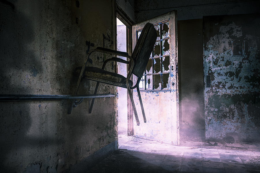 Purple Haze - Strange scene in an abandoned psychiatric facility Photograph by Gary Heller
