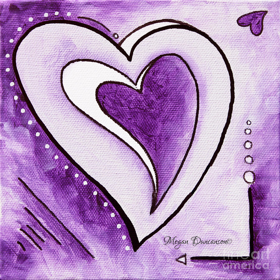 Purple Heart Love Painting Pop Art Blessed by Megan Duncanson Painting by Megan Aroon