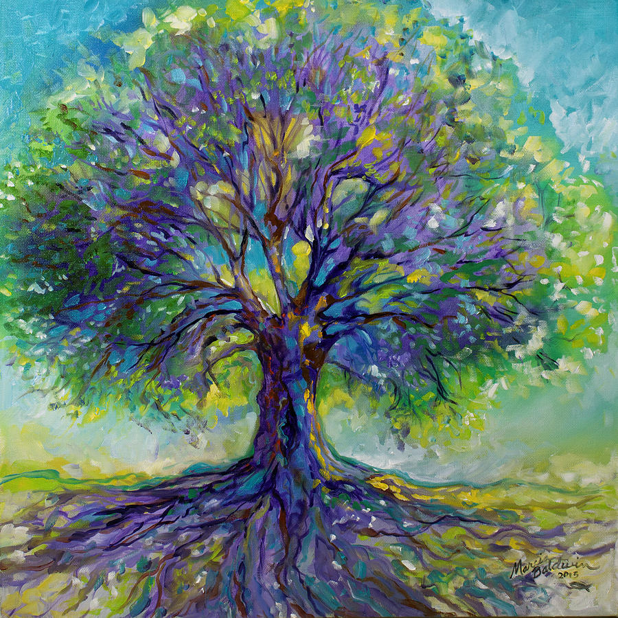 Purple Heart Tree Of Life Painting by Marcia Baldwin