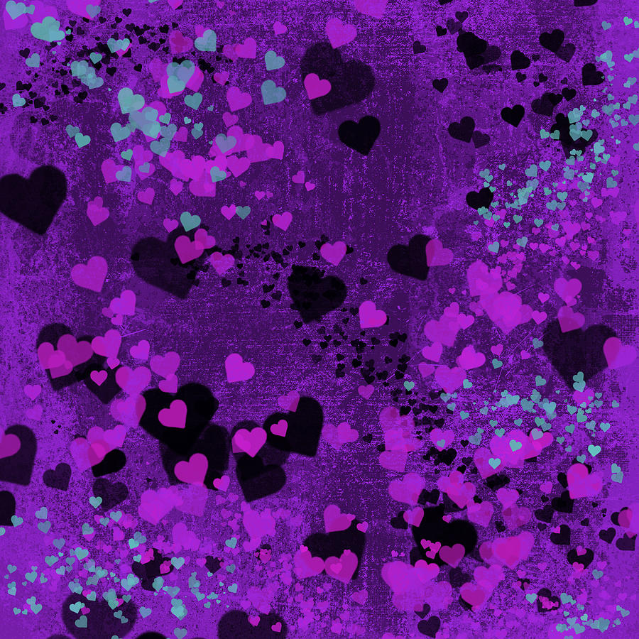 Purple Hearts Mixed Media by Marianne Campolongo