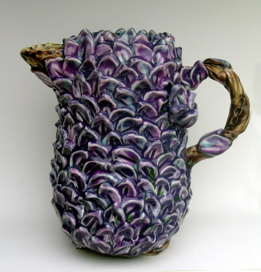 Jug Ceramic Art - Purple Hedge Jug by Renee Kilburn
