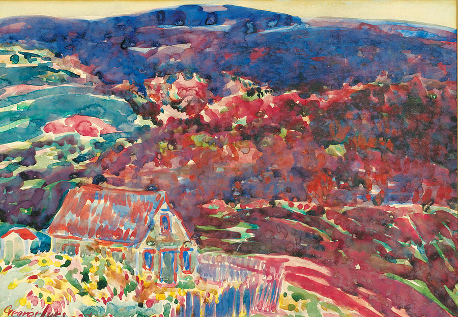 Purple Hills Painting by George Benjamin Luks