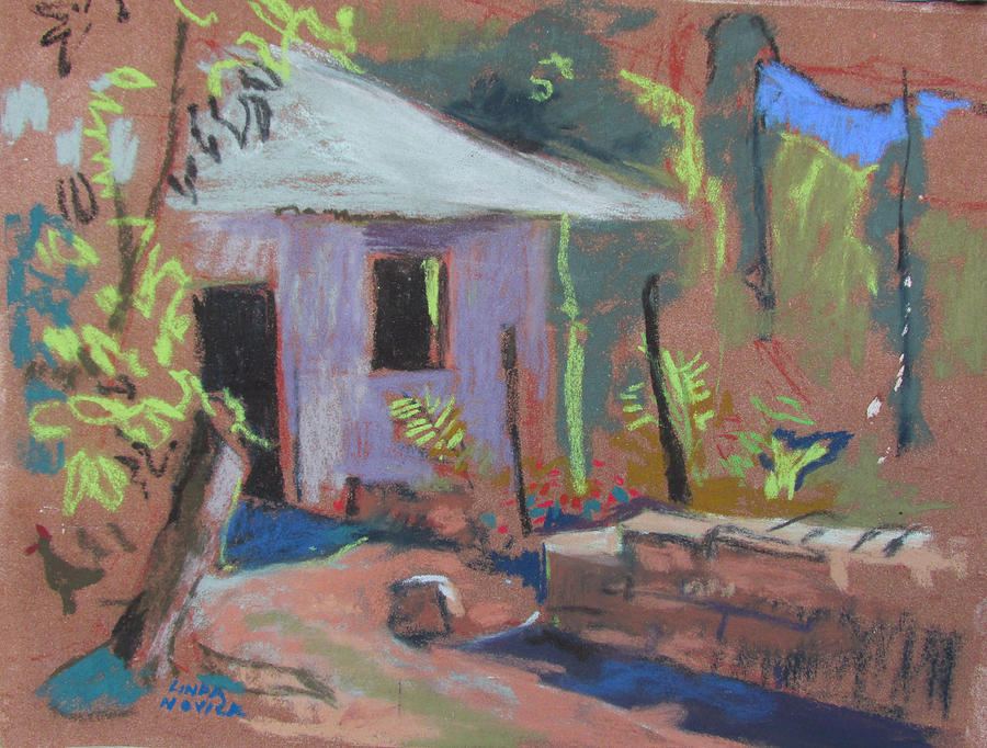 Purple House Painting by Linda Novick