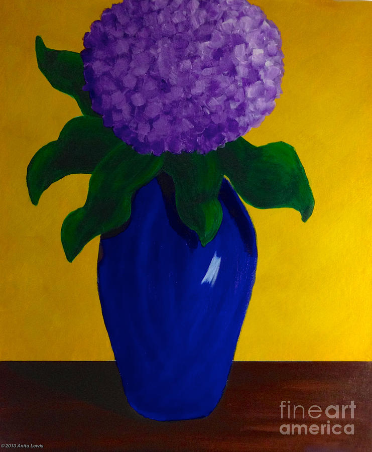 Purple Hydrangea Painting by Anita Lewis