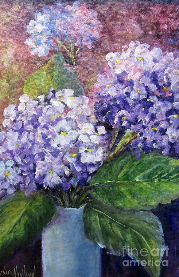 Purple Hydrangeas Painting by Barbara Haviland