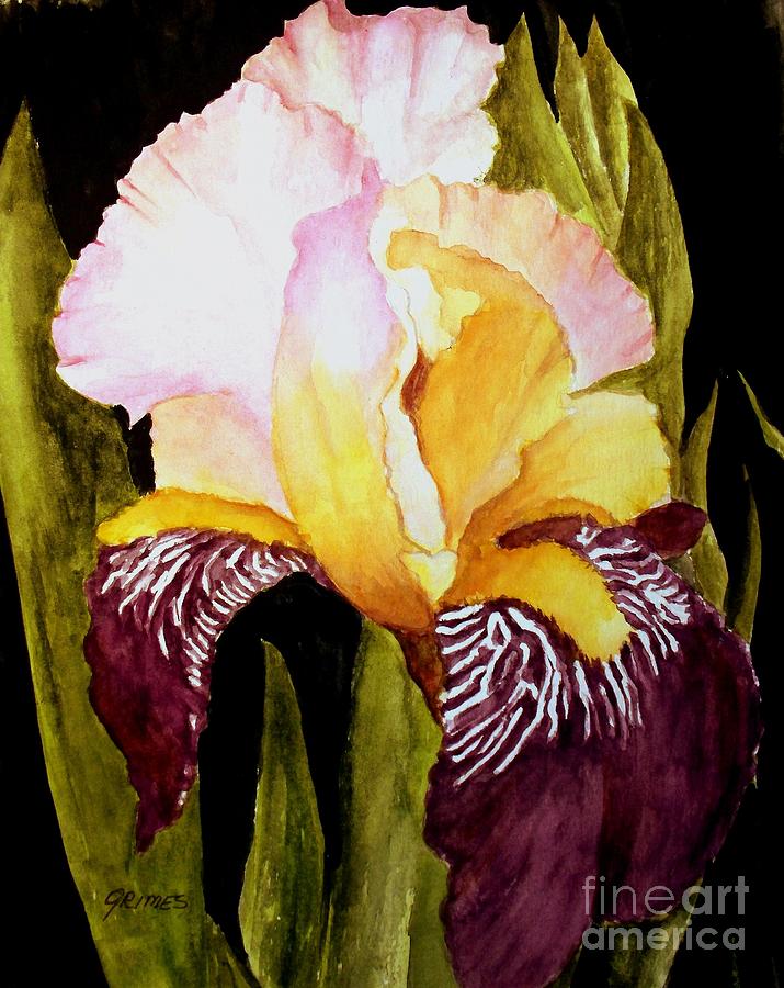 Purple Iris Painting by Carol Grimes