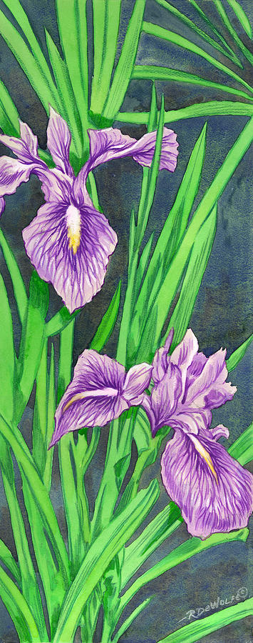 Purple Iris Painting by Richard De Wolfe