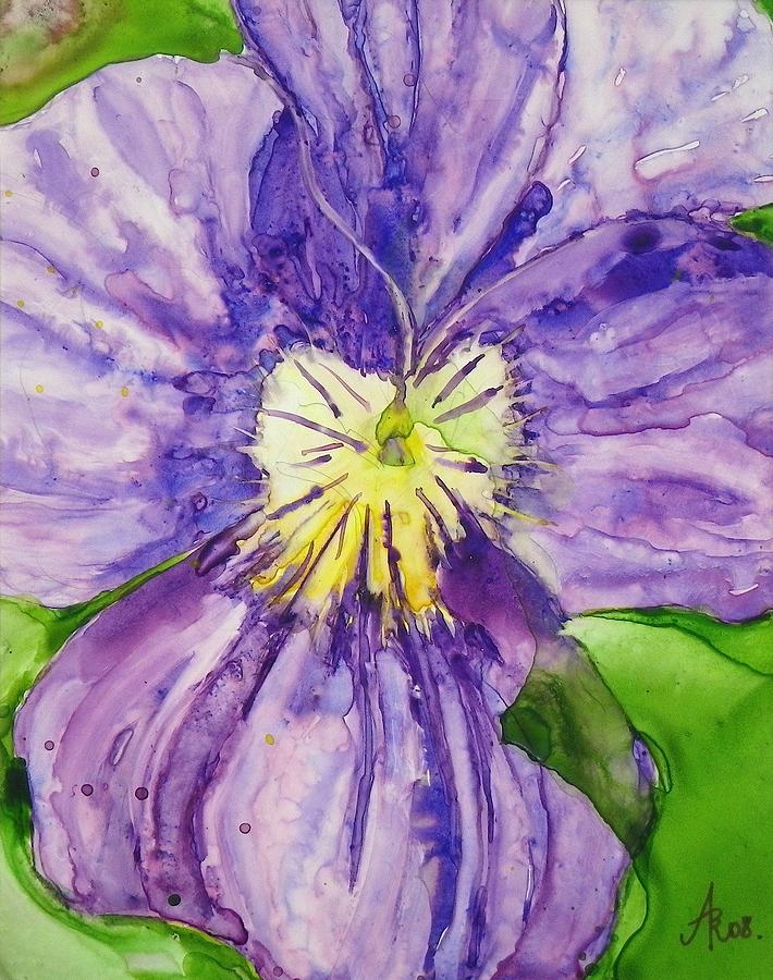 Purple Lavender Pansy Alone Painting by Anna Ruzsan