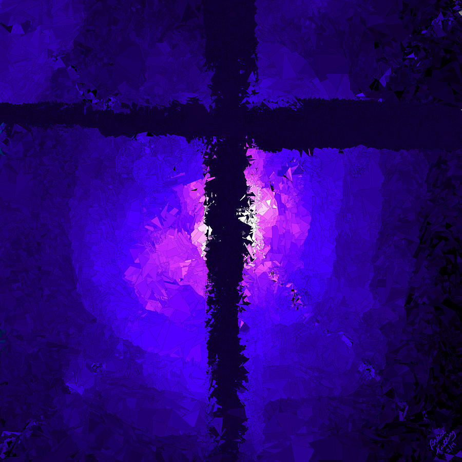 Purple Light behind the Cross Painting by Bruce Nutting