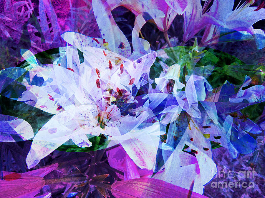 Purple Lillies Abstract Painting by Shelly Leitheiser