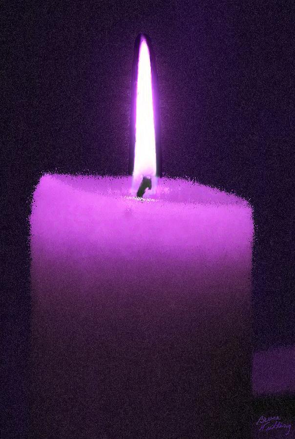 Purple Lit Candle Painting by Bruce Nutting