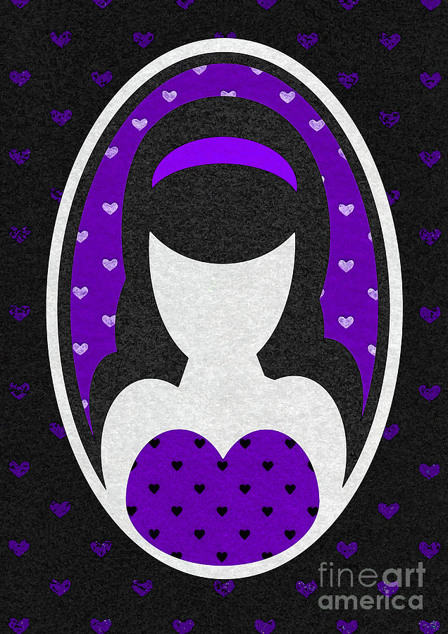 Purple Love Heart Girl Digital Art