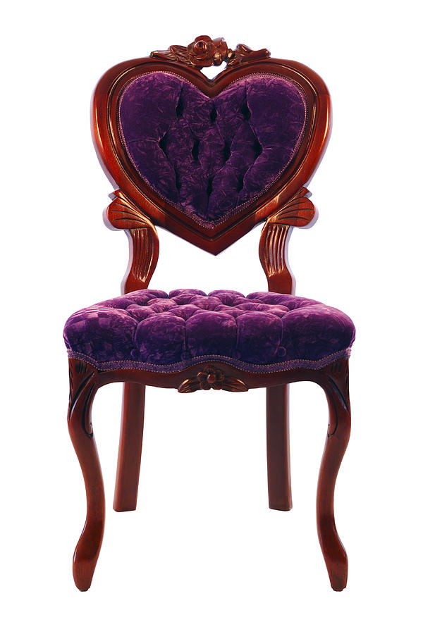 Purple Love Seat: Anitique Ornate Heart-shaped Chair Photograph by Double_Vision