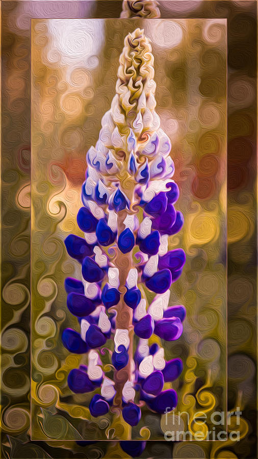 Spring Painting - Purple Lupine in the Fall Flower Abstract Art by Omaste Witkowski