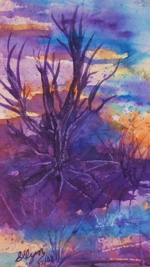 Purple Marsh Sunrise Painting by Ellen Levinson