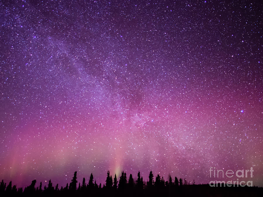 Purple Milky Way With Aurora Photograph by Lara Poirrier