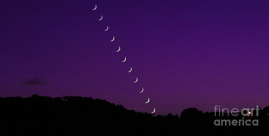 Purple Moon Setting in West Photograph by Michael Tidwell