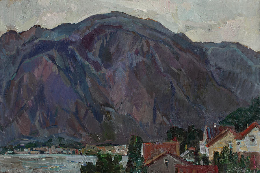 Purple mountains Painting by Juliya Zhukova