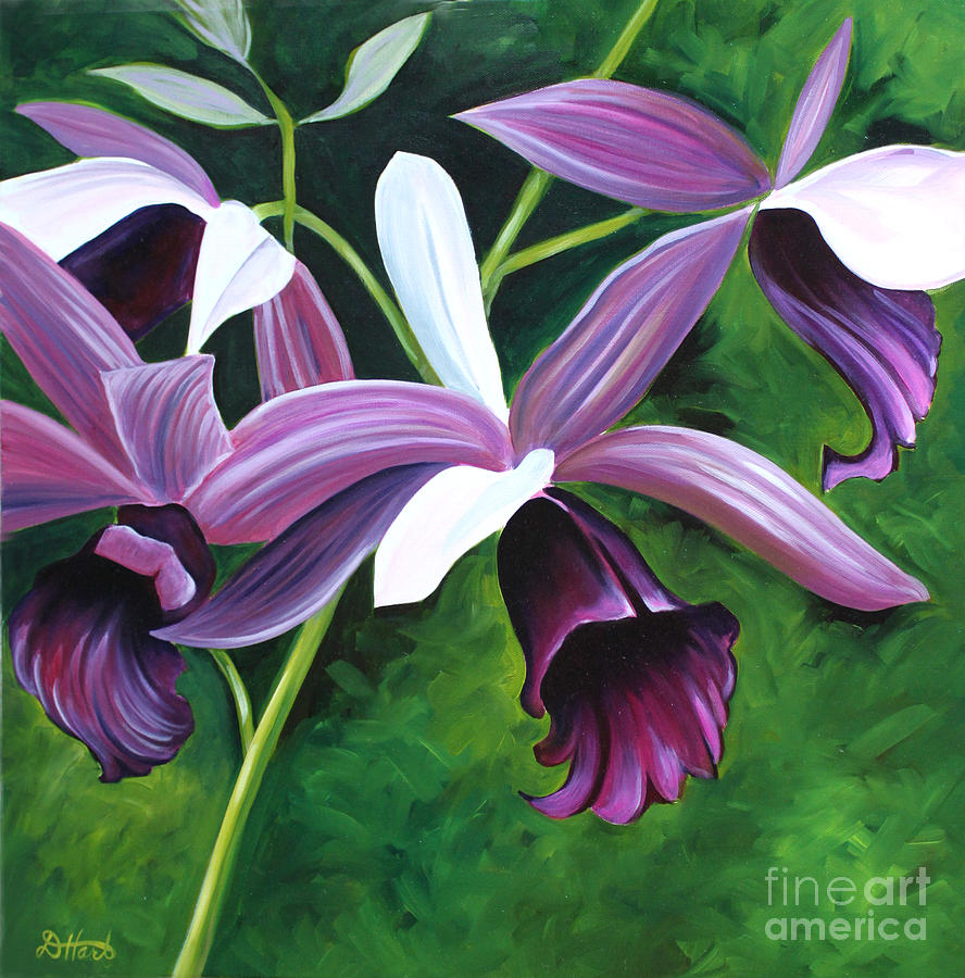Purple Orchid Painting by Debbie Hart
