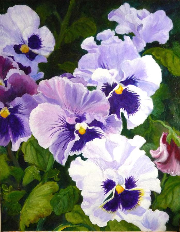 Purple pansies Painting by Betty M M Wong