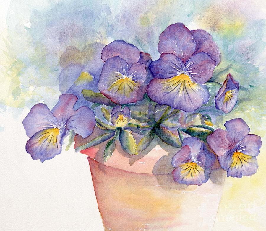 Garden Painting - Purple Pansies by CheyAnne Sexton