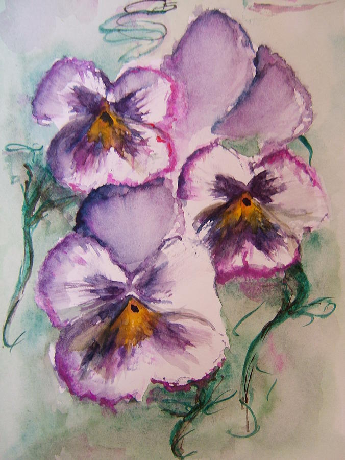 Purple Pansy Painting by Elaine Duras