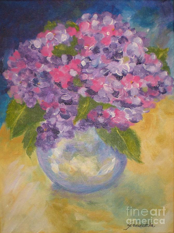 Purple Pink Hydrangea Painting By Graciela Castro - Fine Art America