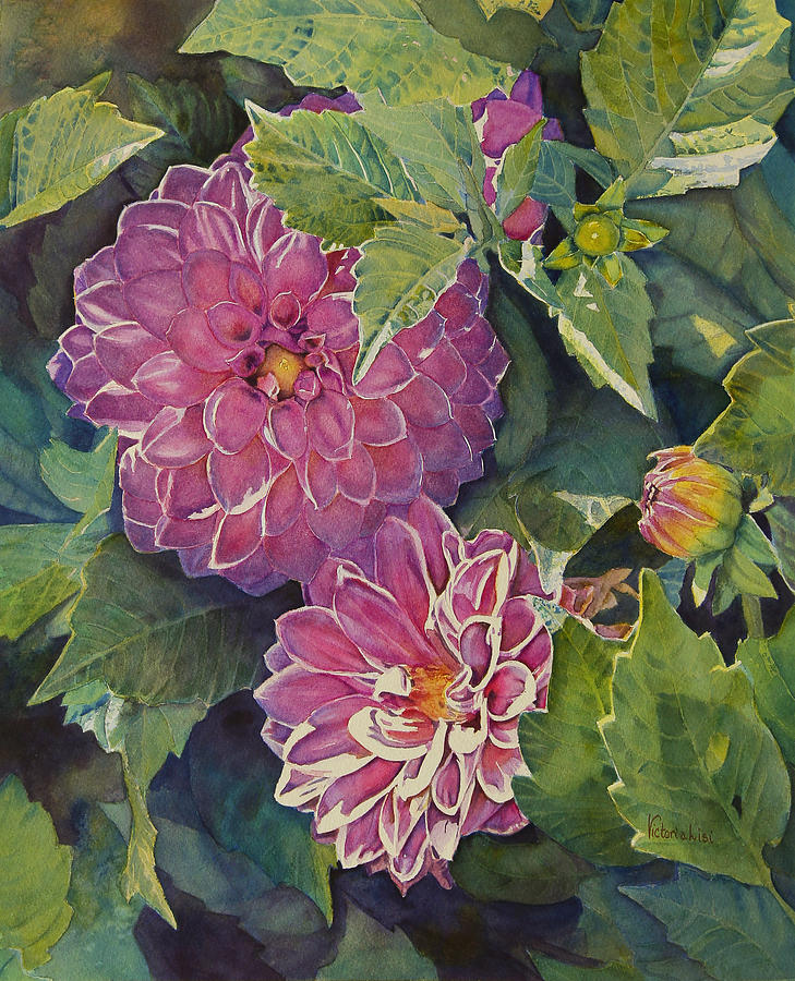 Purple Pinwheels Painting by Victoria Lisi