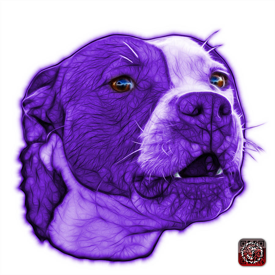 Purple Pitbull Dog Art - 7769 - Wb - Fractal Dog Art Mixed Media by James Ahn