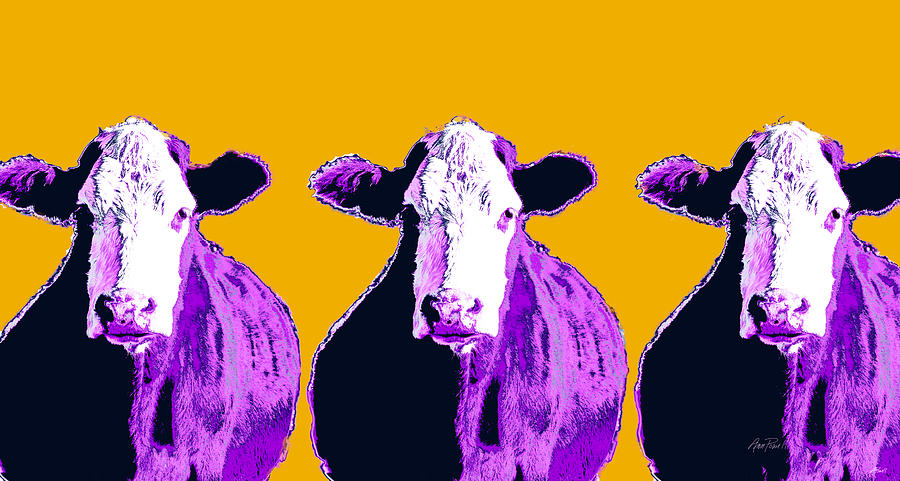 Purple Pop Art Cows Digital Art by Ann Powell