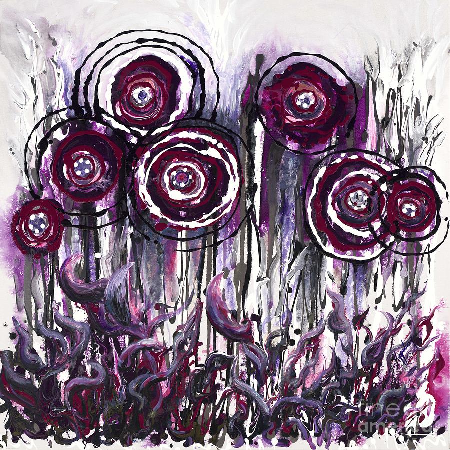 Purple Poppies Painting by Nadine Rippelmeyer