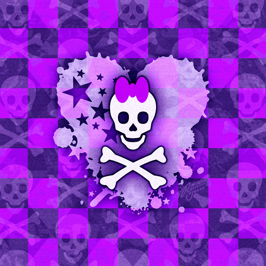 Purple Princess Skull Heart Digital Art by Roseanne Jones