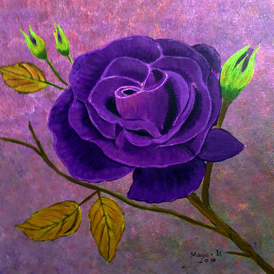 Purple Rose Painting by Maggie Ullmann