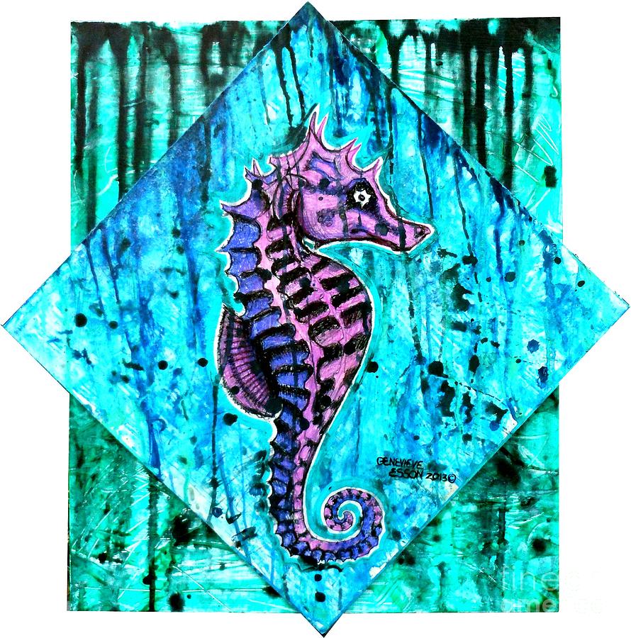 Seahorse Painting - Purple Seahorse by Genevieve Esson