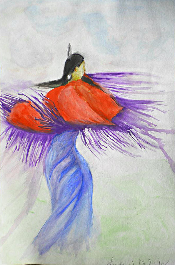 Abstract Painting - Purple Shawl Dancer by Linda Waidelich