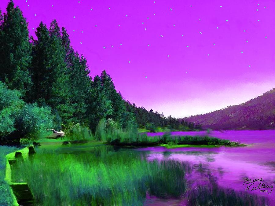 Purple Sky by the Lake Painting by Bruce Nutting