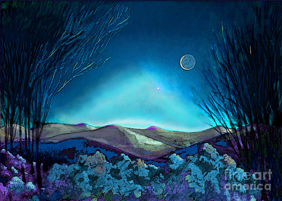 Purple Sky in Blue Digital Art by Carol Jacobs