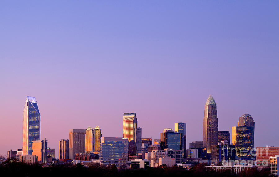 Charlotte Photograph - Purple skyline - Charlotte NC by Patrick Schneider 