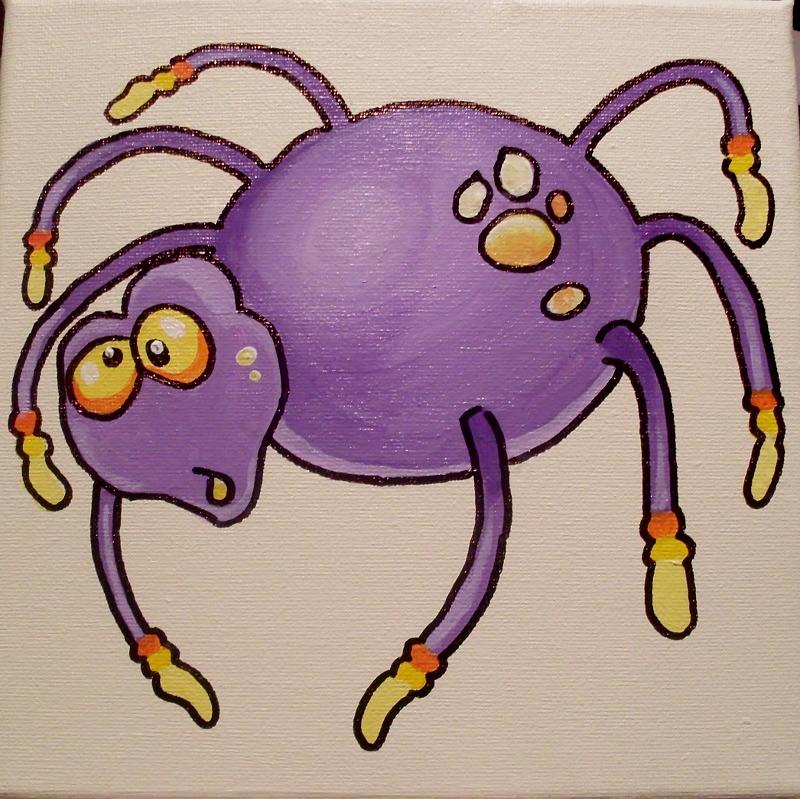 Purple spider Painting by Anne Gardner